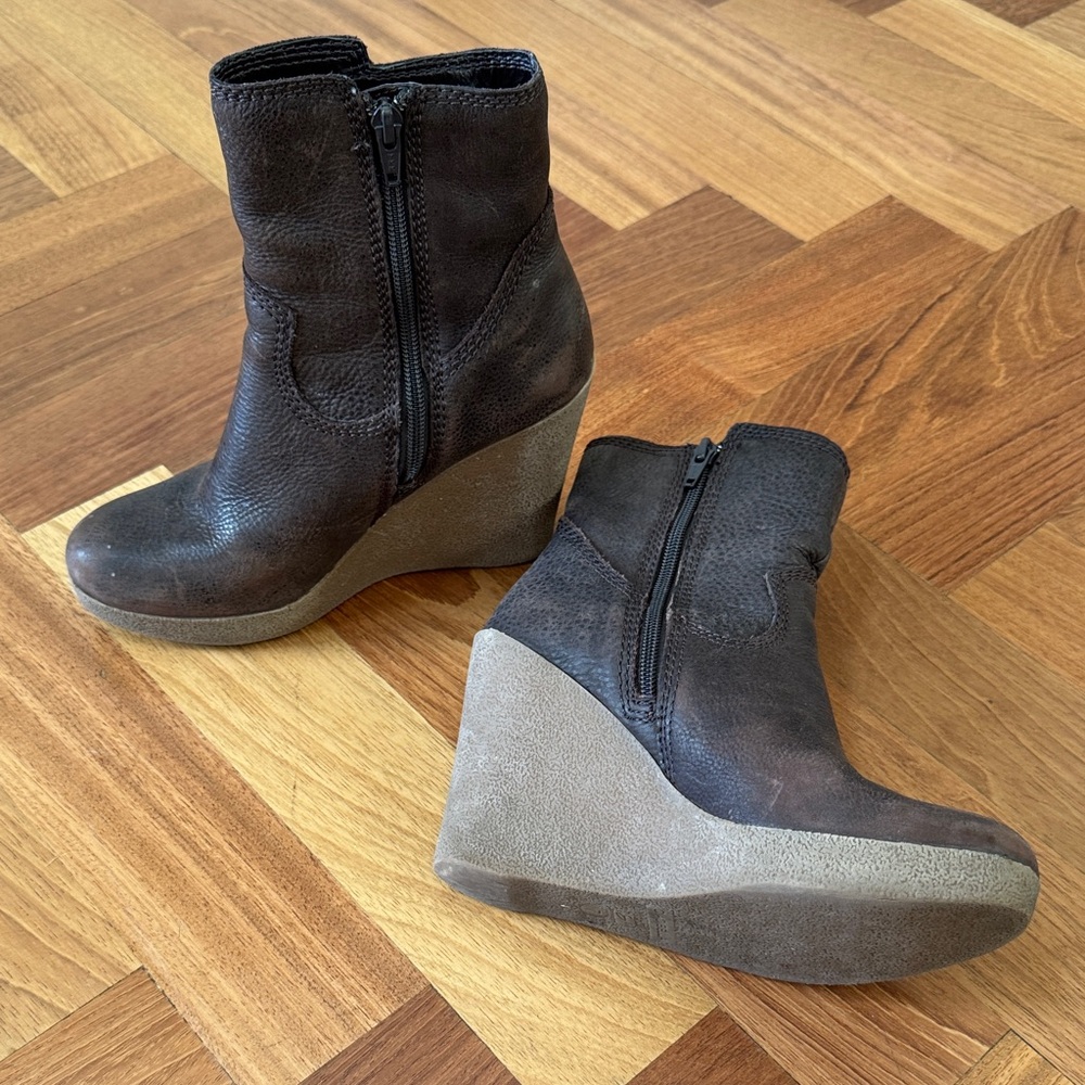 Ciao Bella Brown Harlow Wedge Ankle Boots